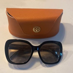 Brown and Gold Tory Burch Sunglasses w/case.
